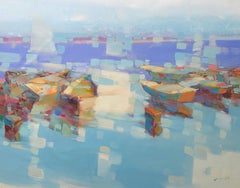 Rowboats, Original oil Painting, Ready to Hang