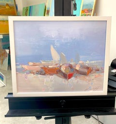 Rowboats, Print on Canvas, Framed