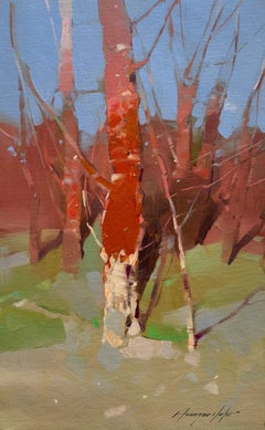Rust and Gold Trees Impressionism Original oil Painting, Ready to Hang
