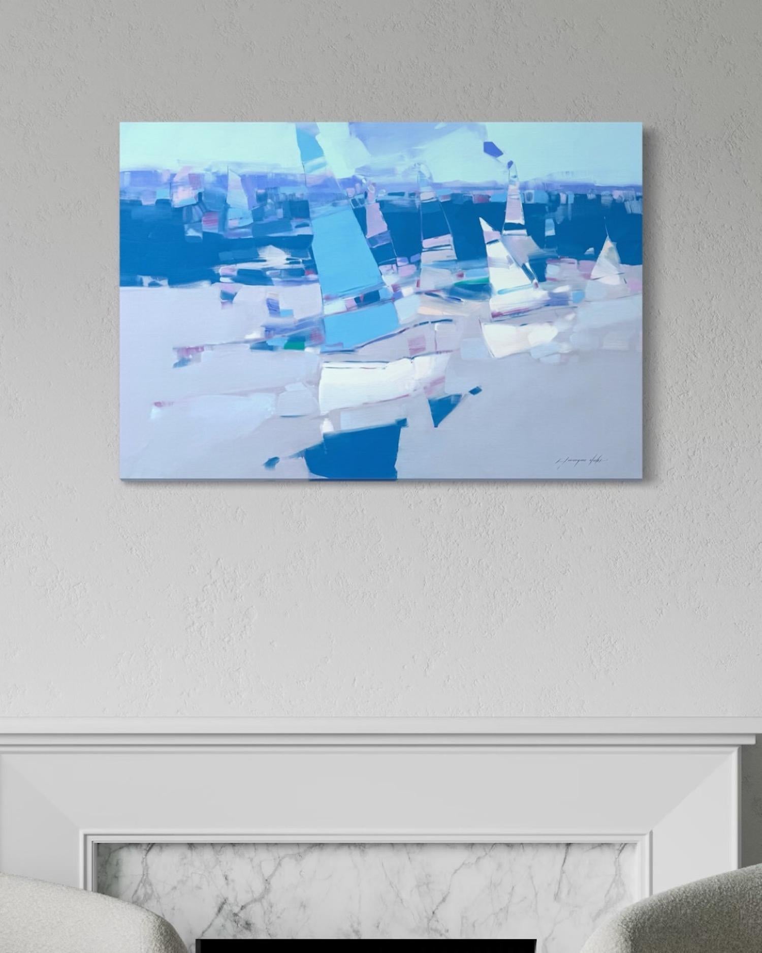Segelboote Küste Zeitgenössische Original-Ölgemälde hängereif (Impressionismus), Painting, von Vahe Yeremyan