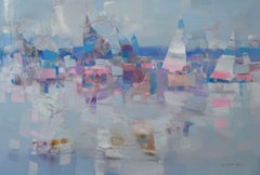 Sail Boats Coastal Original oil Painting, Ready to Hang