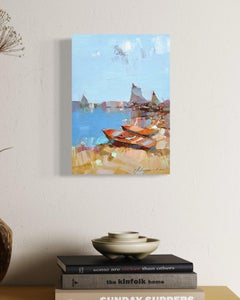 Sail Boats Impressionism Original oil Painting, Ready to Hang