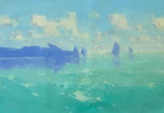Sail Boats, Impressionism Original oil Painting, Ready to Hang