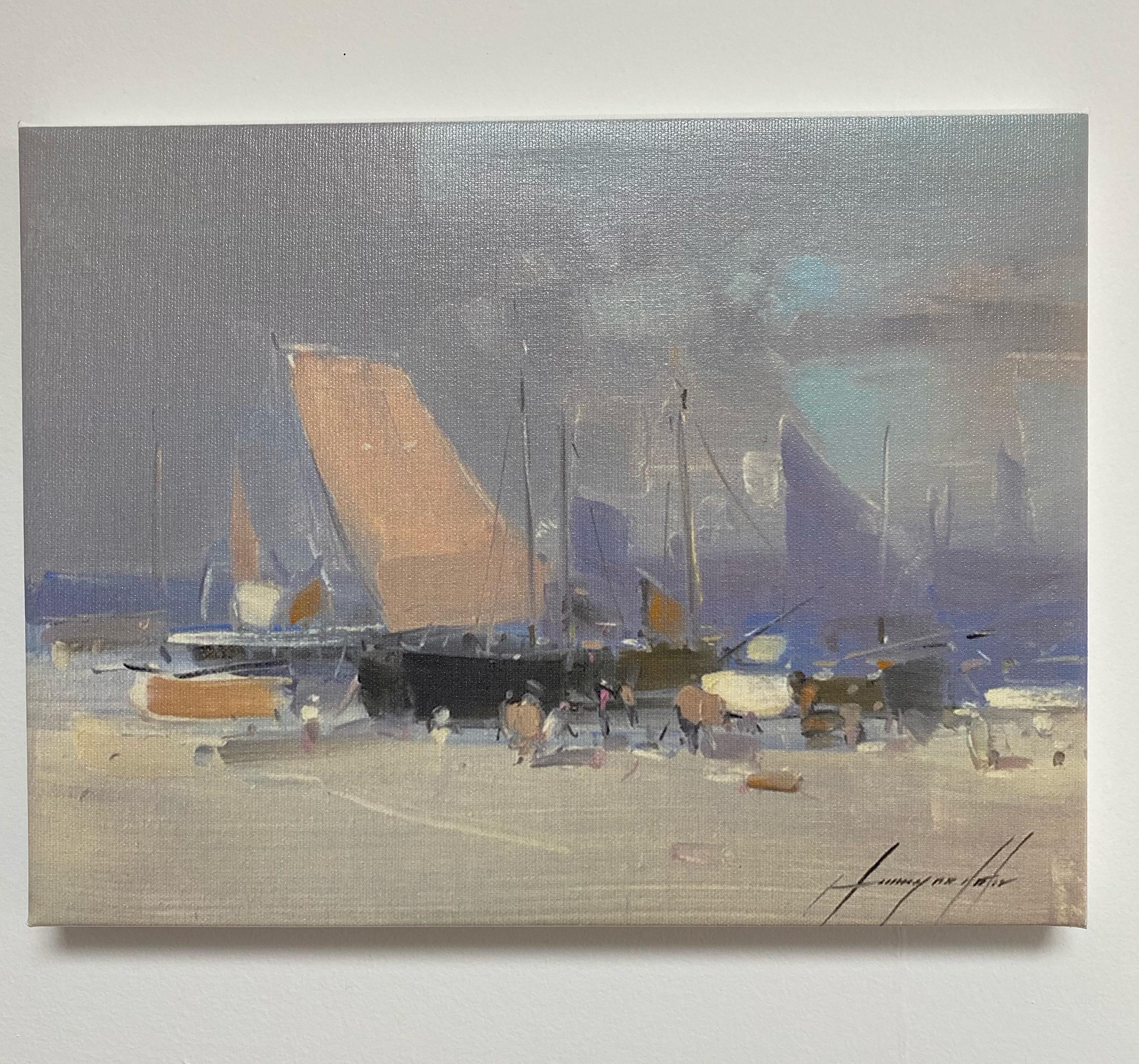 Sail Boats Print on Canvas - Painting by Vahe Yeremyan