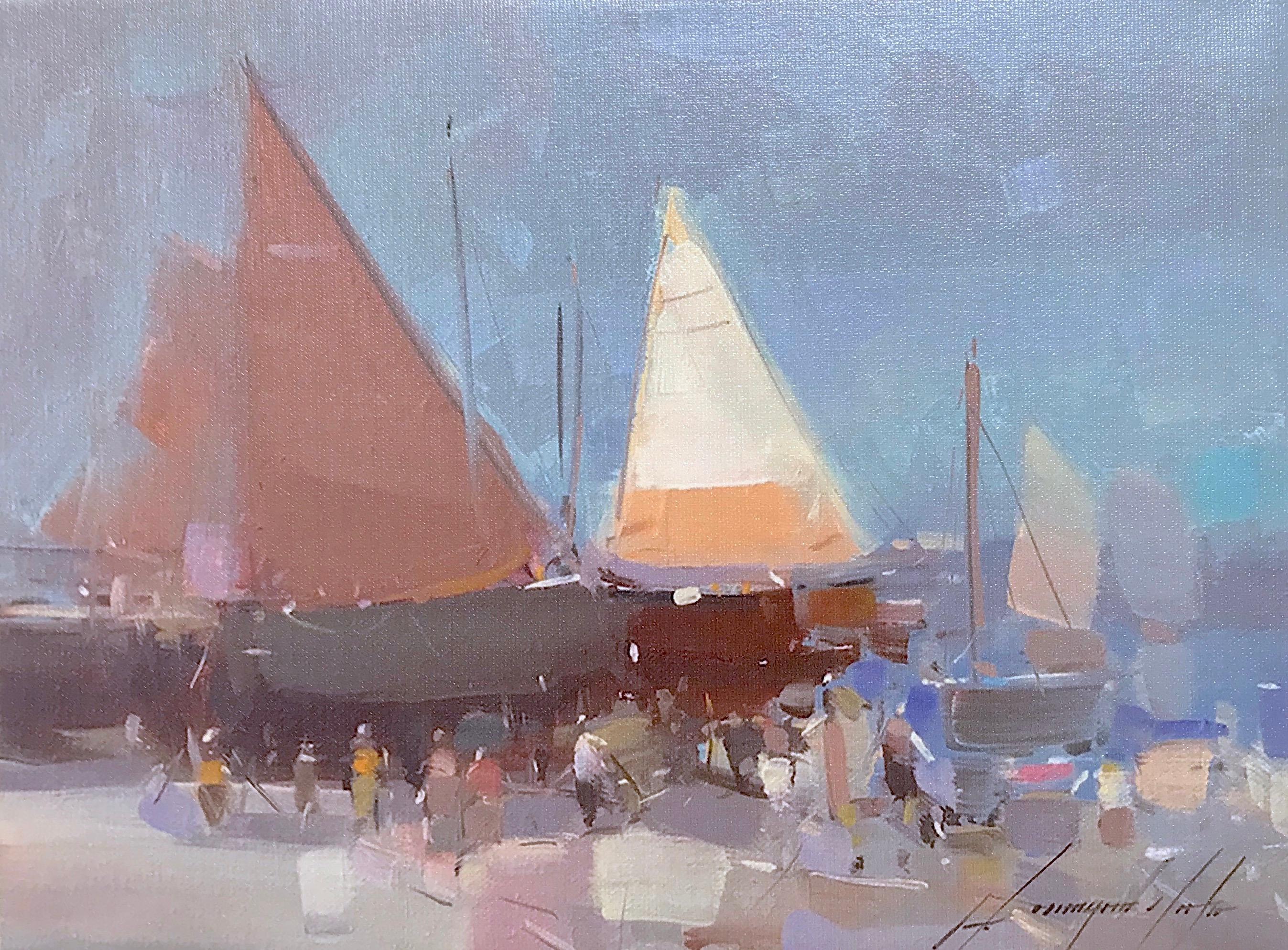 Vahe Yeremyan Landscape Painting - Sail Boats Print on Canvas