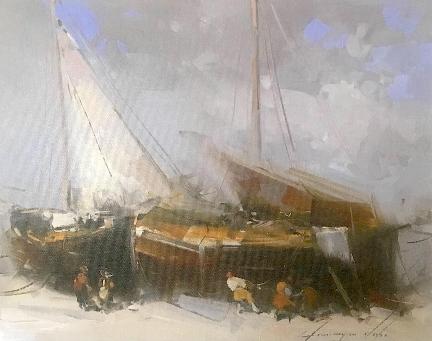 Vahe Yeremyan Landscape Painting - Sail Boats, Print on Canvas