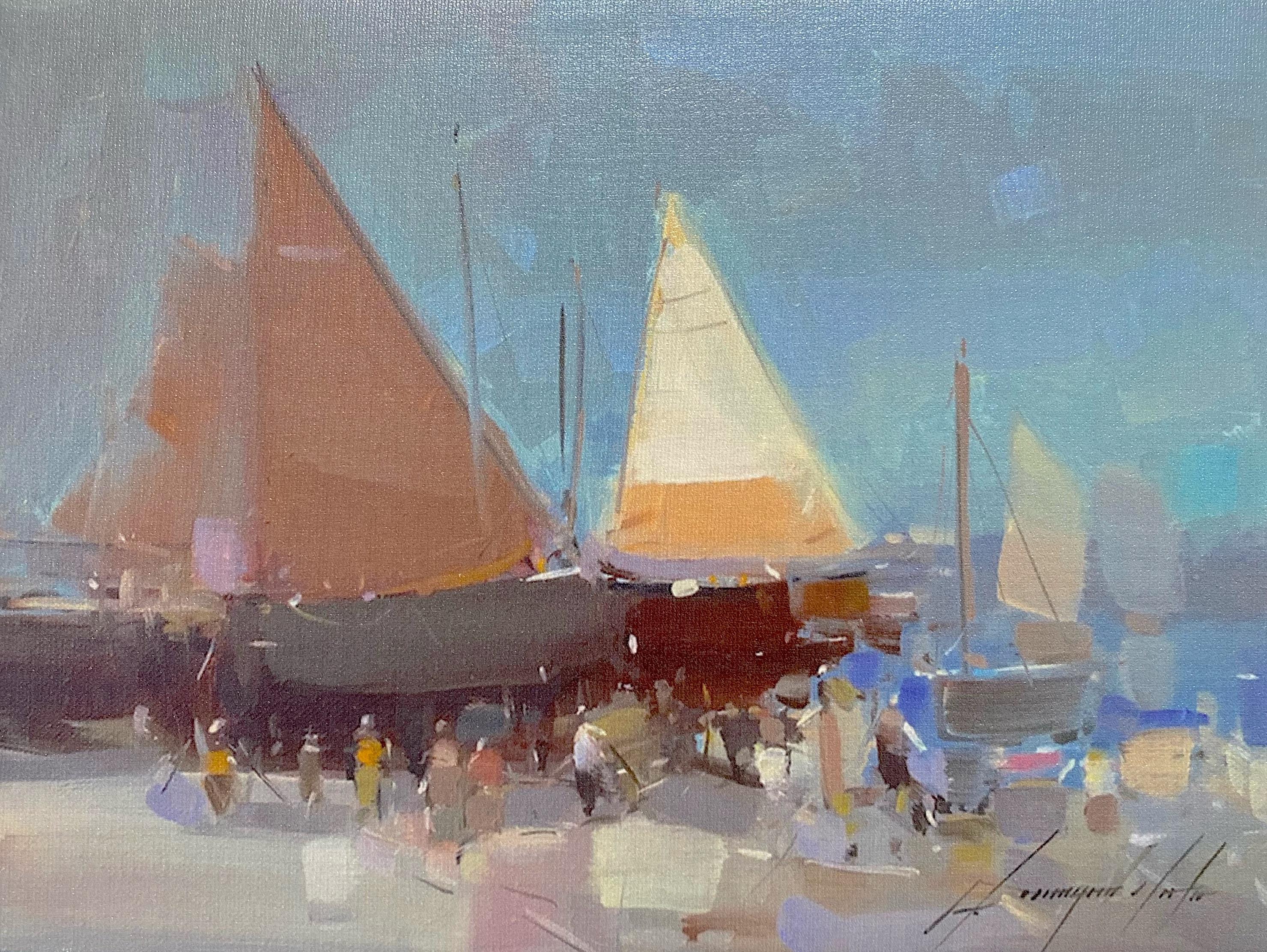 Vahe Yeremyan Landscape Painting - Sail Boats Print on Canvas
