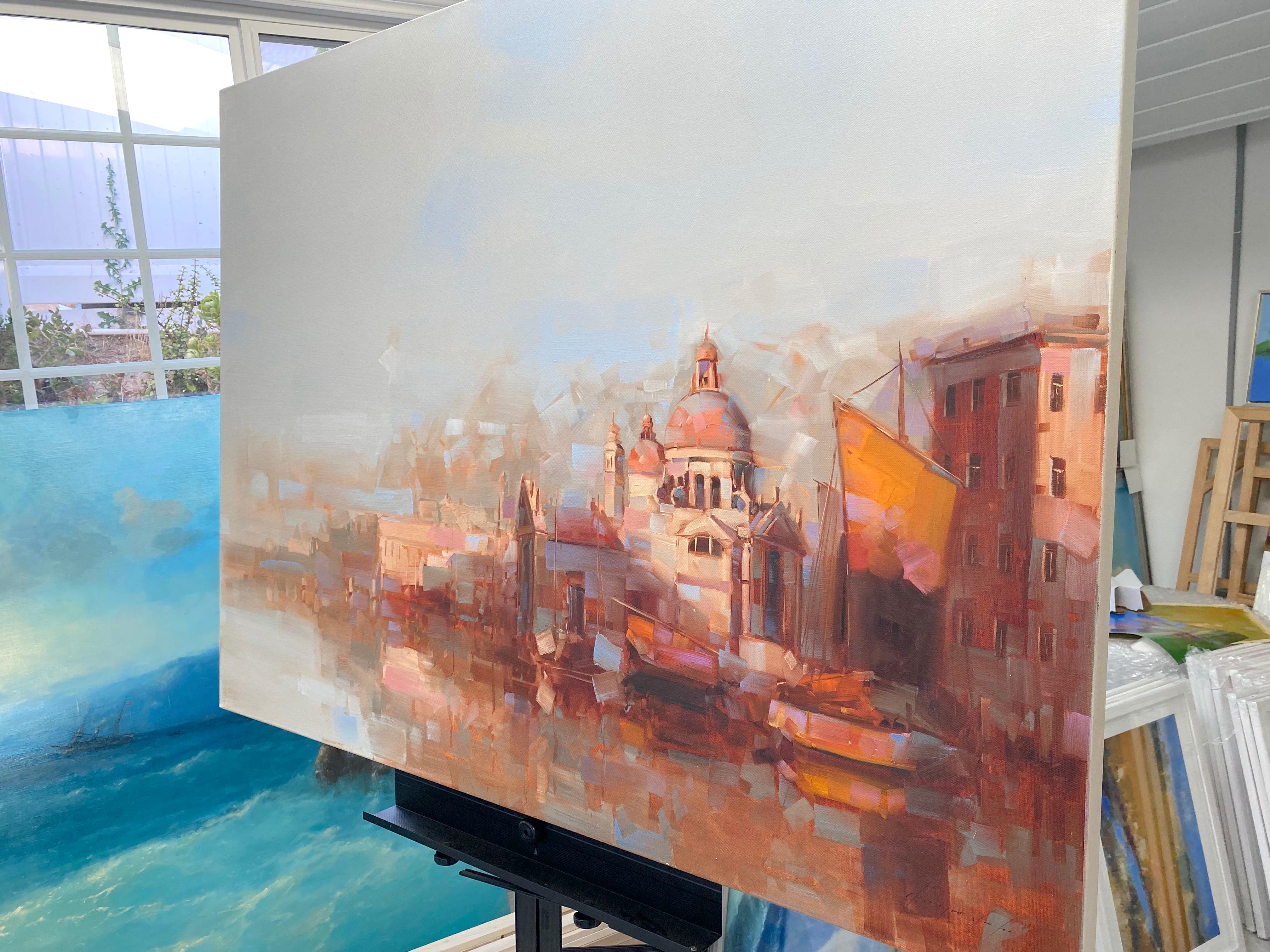 Artist: Vahe Yeremyan 
Work: Original Oil Painting, Handmade Artwork, One of a Kind 
Medium: Oil on Canvas 
Year: 2021
Style: Impressionism, 
Subject: Santa Maria Della Salute,
Size: 36