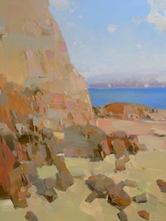 Orilla del mar, Impresionismo Pintura al óleo original, Lista para colgar