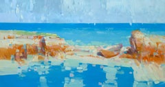Bord de mer impressionniste, peinture à l'huile originale, prête à accrocher
