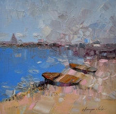 Seashore Impressionism Original oil Painting, Ready to Hang