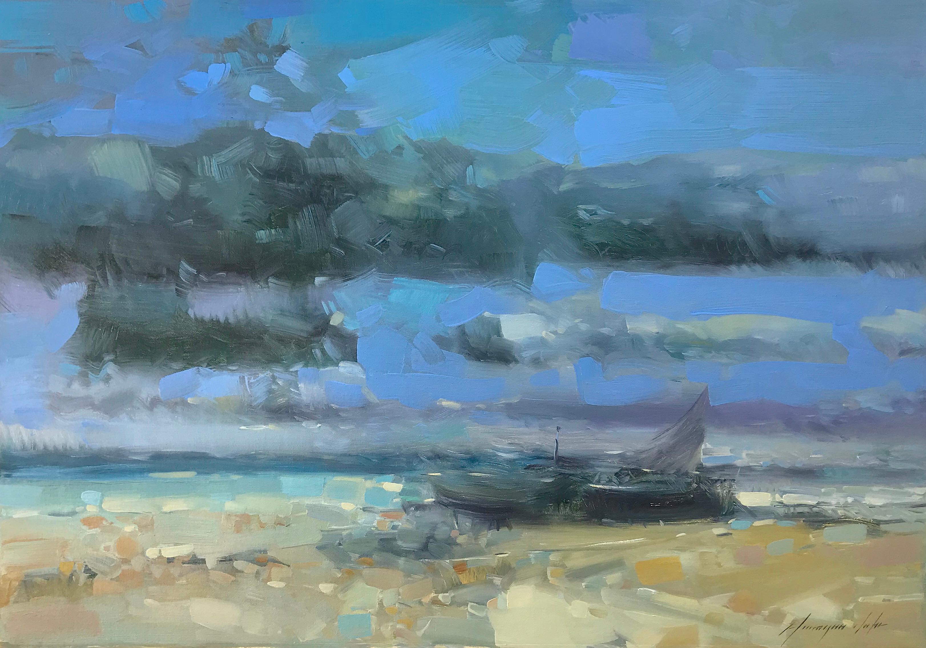 Vahe Yeremyan Landscape Painting - Seashore, Original Oil Painting, Handmade Artwork