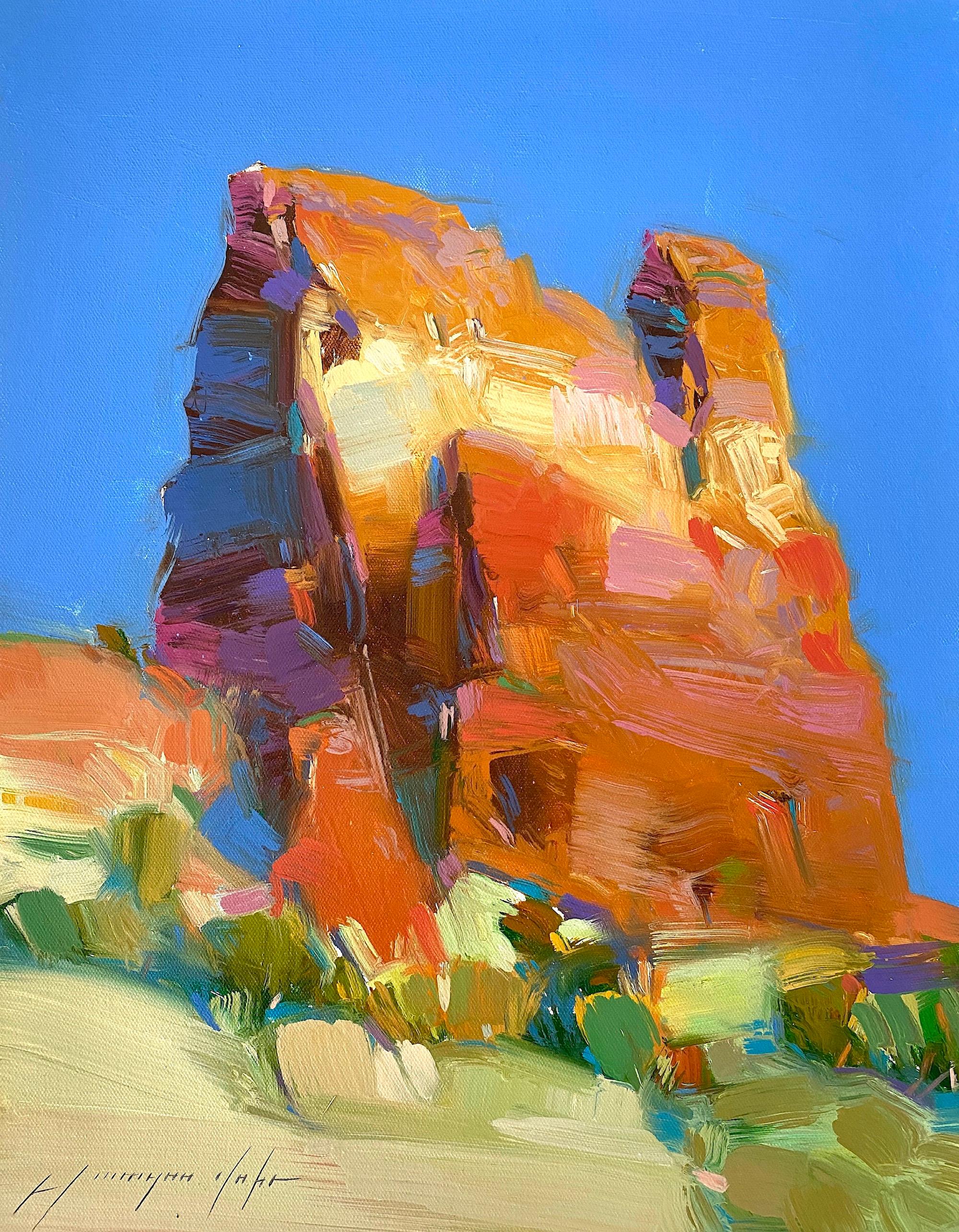 Vahe Yeremyan Landscape Painting - Sedona Cliff, Original oil Painting, Ready to Hang