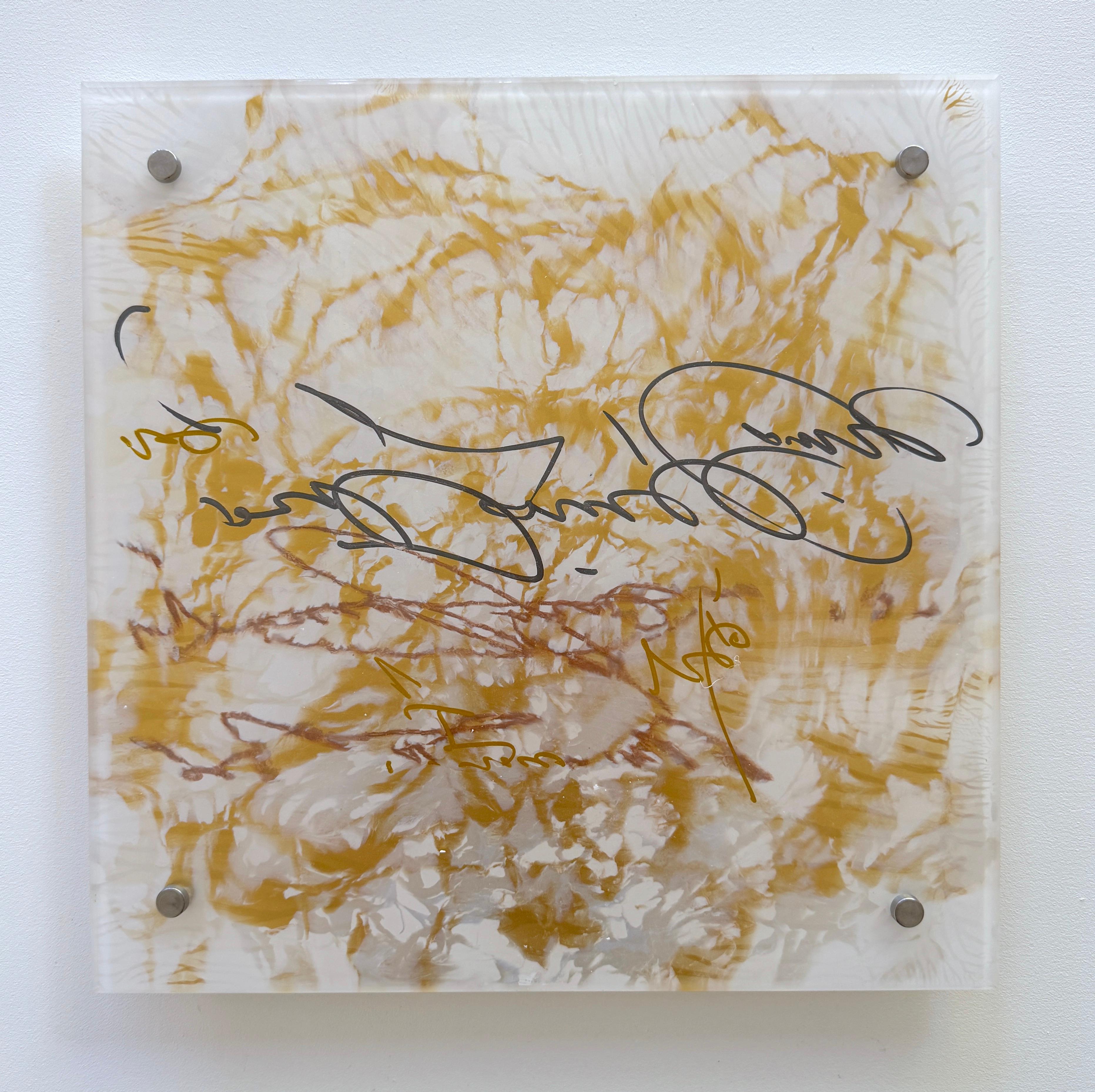 Firma in Oro 2 Vetro Arte contemporanea Pittura originale pronta da appendere - Painting di Vahe Yeremyan
