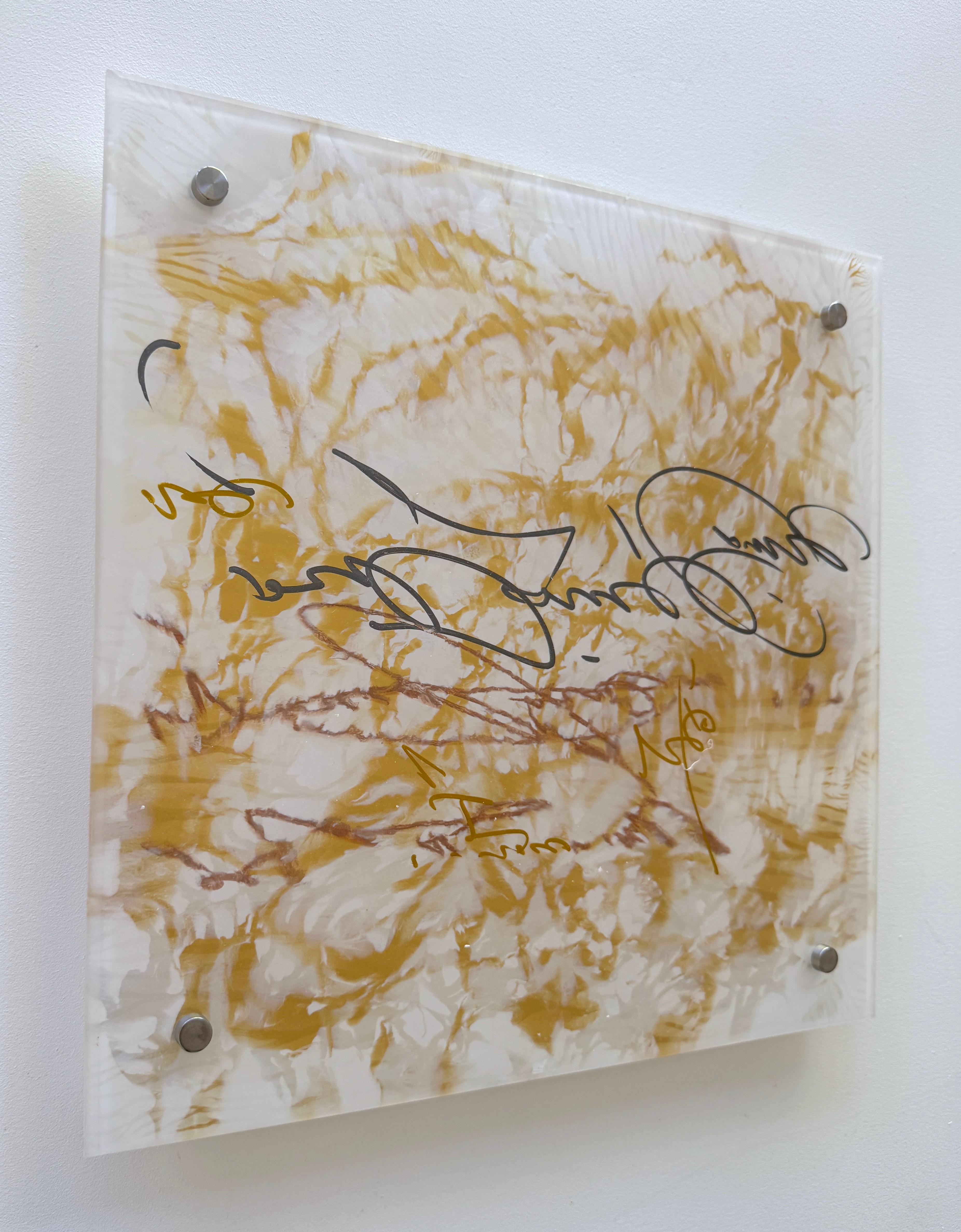Firma in Oro 2 Vetro Arte contemporanea Pittura originale pronta da appendere - Painting Impressionismo di Vahe Yeremyan