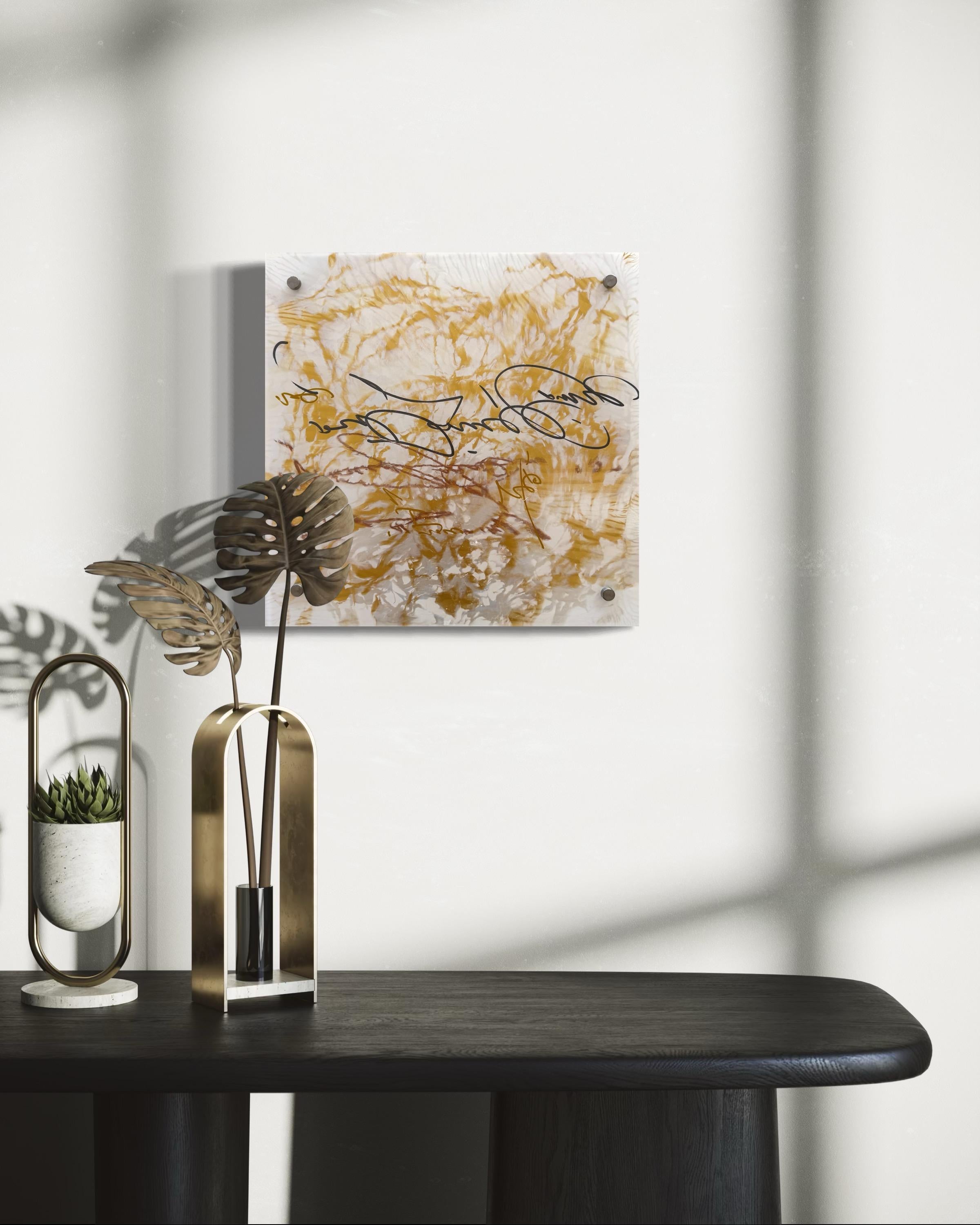 Firma in Oro 2 Vetro Arte contemporanea Pittura originale pronta da appendere in vendita 3