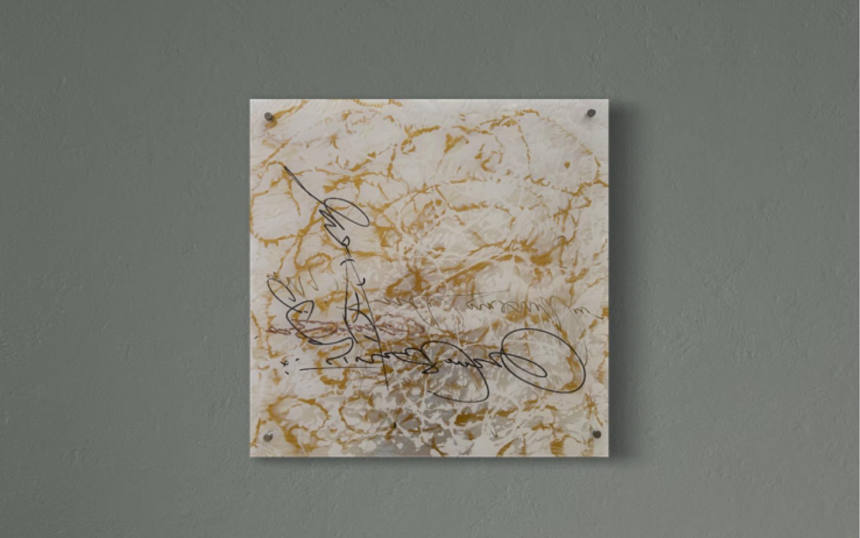 Firma in oro 4 vetri Arte contemporanea Pittura originale pronta da appendere in vendita 2