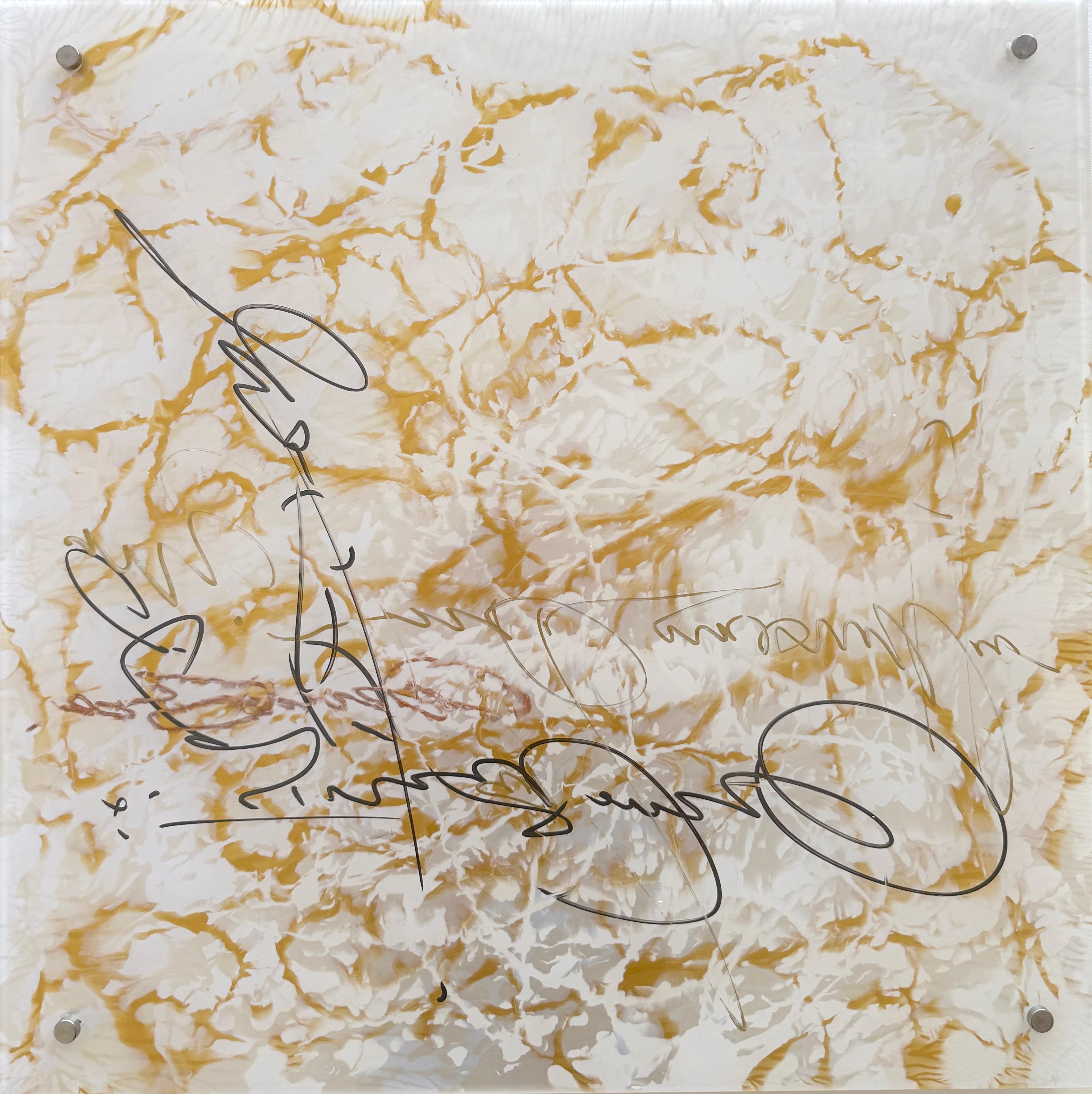 Signature en or 4 verres Art contemporain Peinture originale prête à accrocher