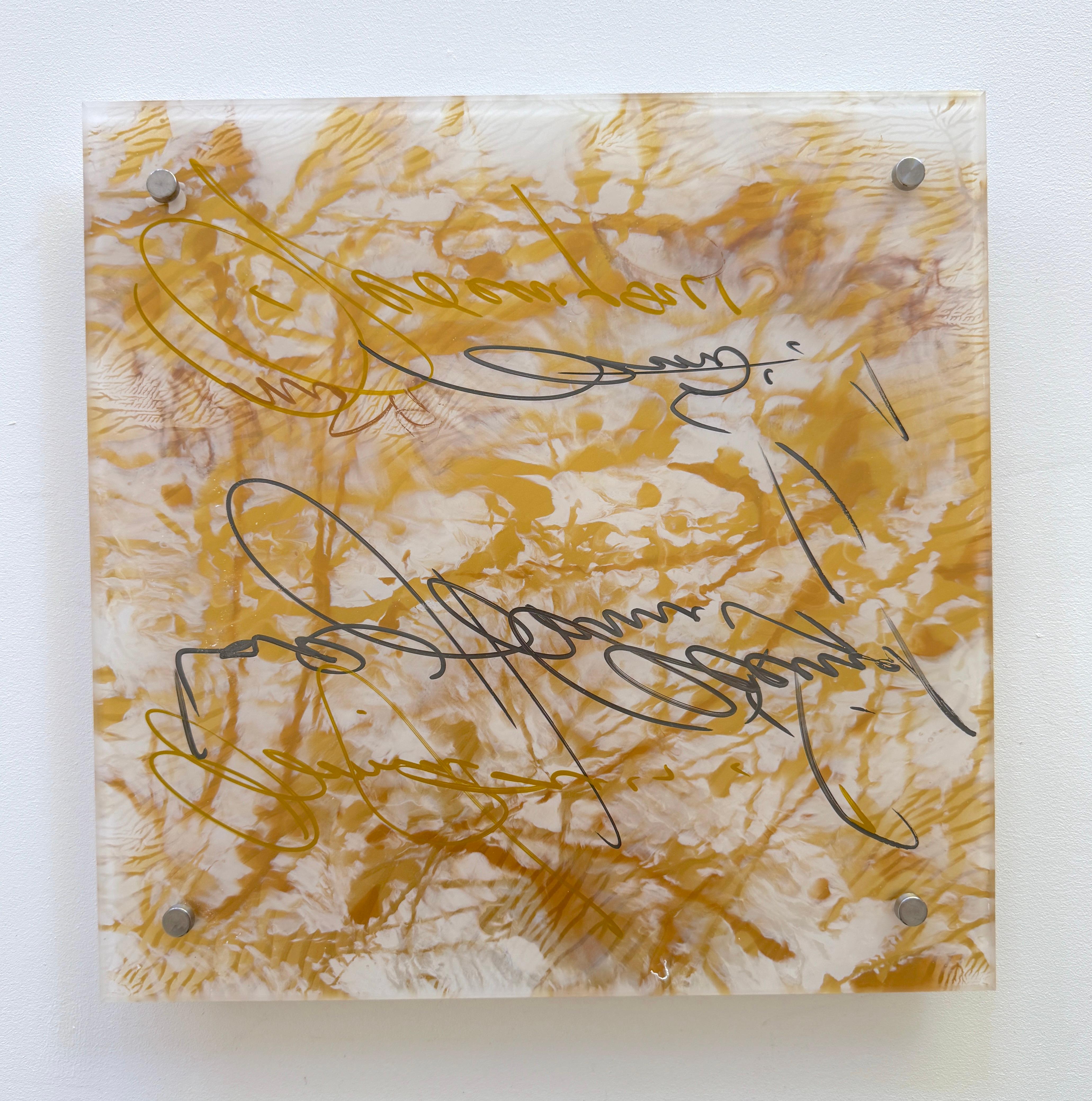 Firma in vetro dorato Arte contemporanea Pittura originale pronta da appendere - Painting di Vahe Yeremyan