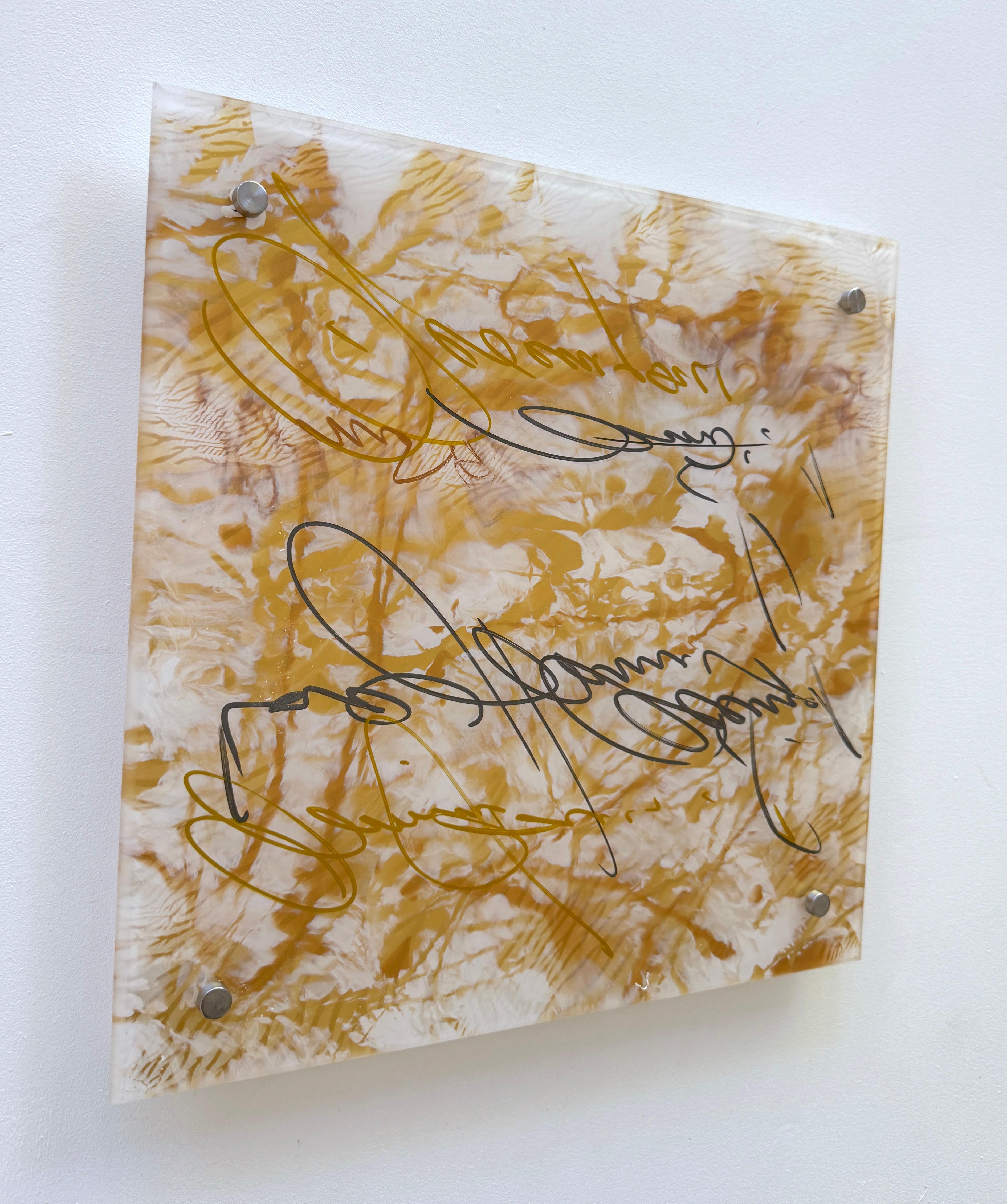Firma in vetro dorato Arte contemporanea Pittura originale pronta da appendere - Painting Impressionismo di Vahe Yeremyan