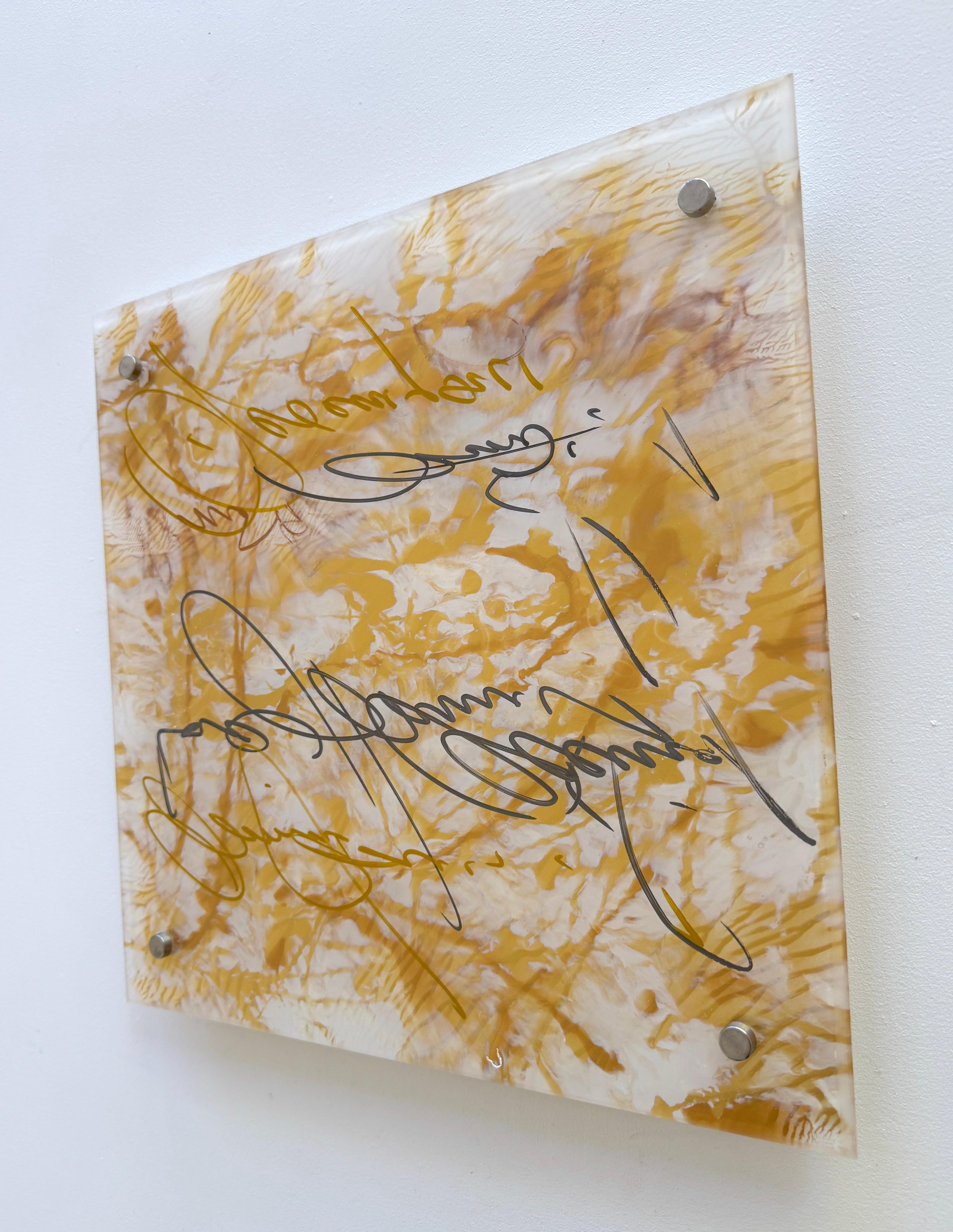 Firma in vetro dorato Arte contemporanea Pittura originale pronta da appendere - Interior Painting Marrone di Vahe Yeremyan