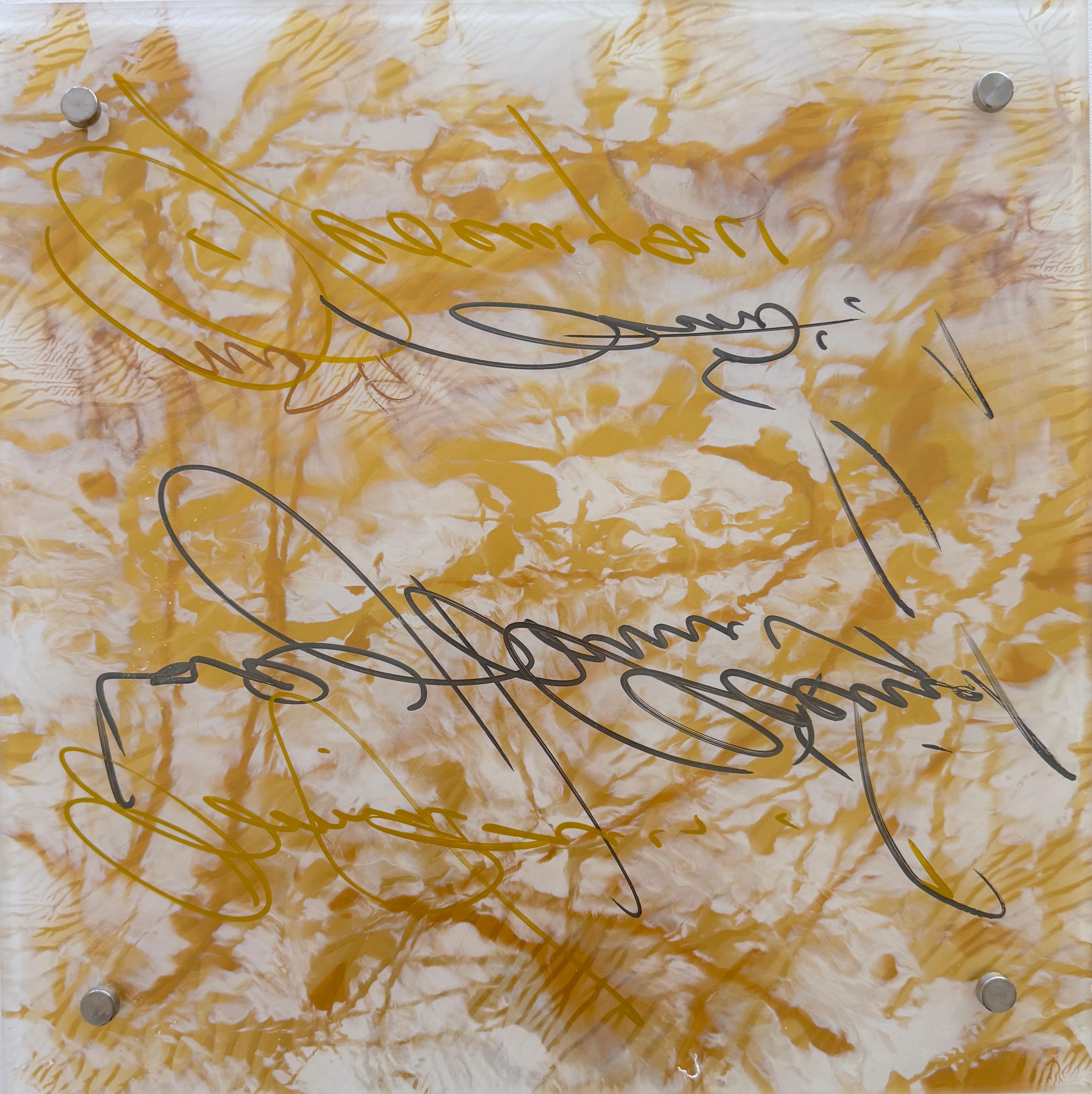 Firma in vetro dorato Arte contemporanea Pittura originale pronta da appendere