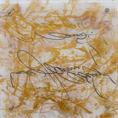 Signature in Gold Glass Contemporary art Original Painting Ready to Hang