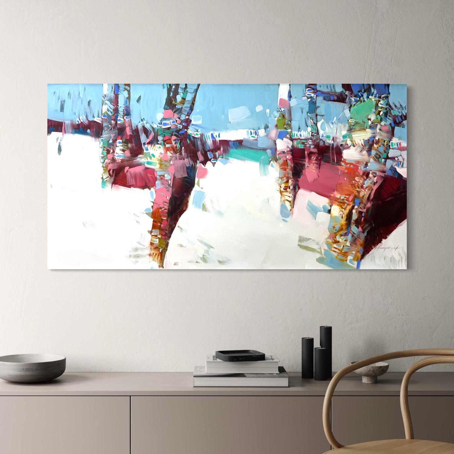 Silver Forest Landscape Impressionism Original Painting Ready to Hang For Sale 3