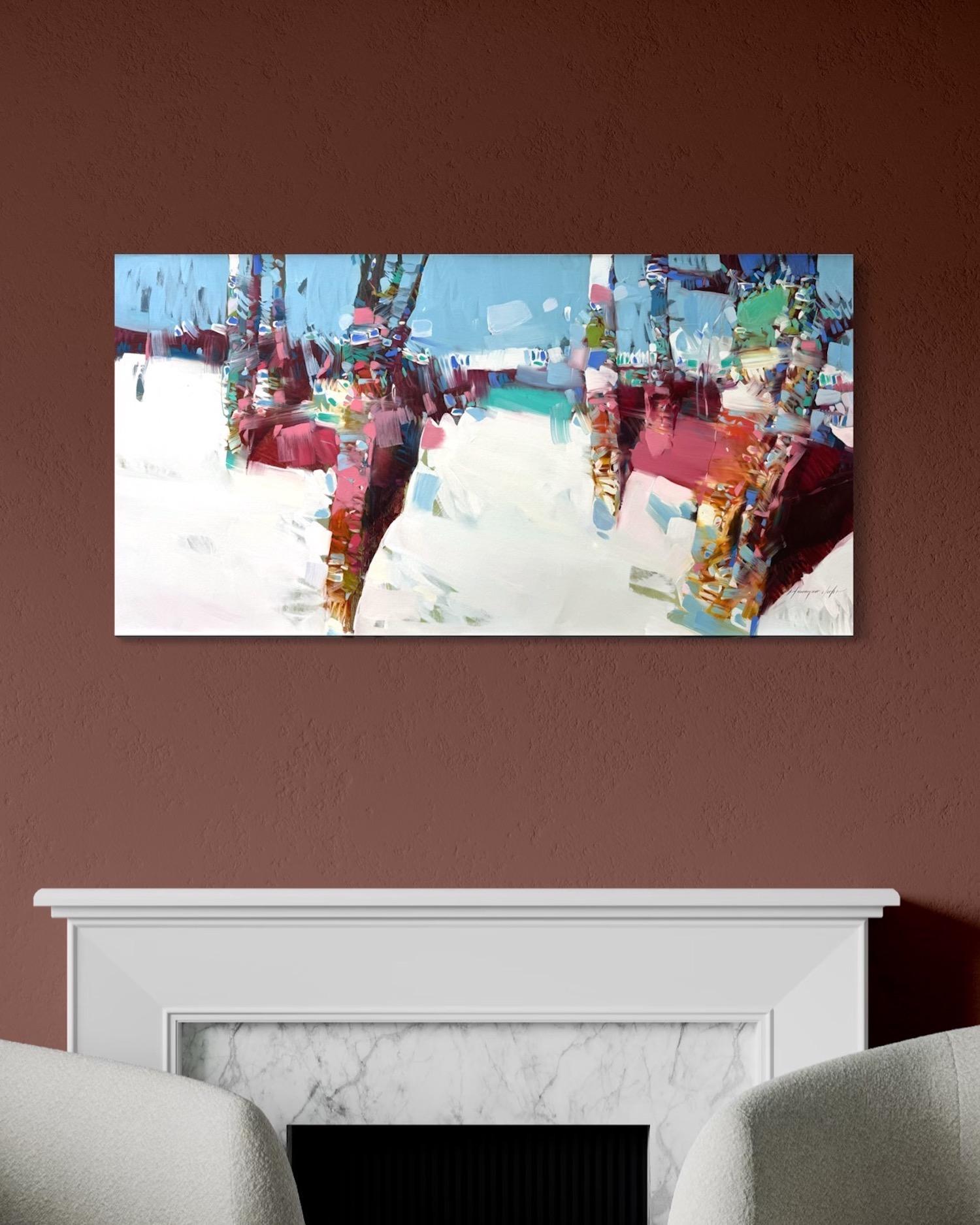 Silver Forest Landscape Impressionism Original Painting Ready to Hang For Sale 5
