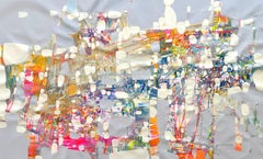 A. Silver Serenidad Abstracta Pintura al Óleo Original, Interior Moderno Lista para Colgar