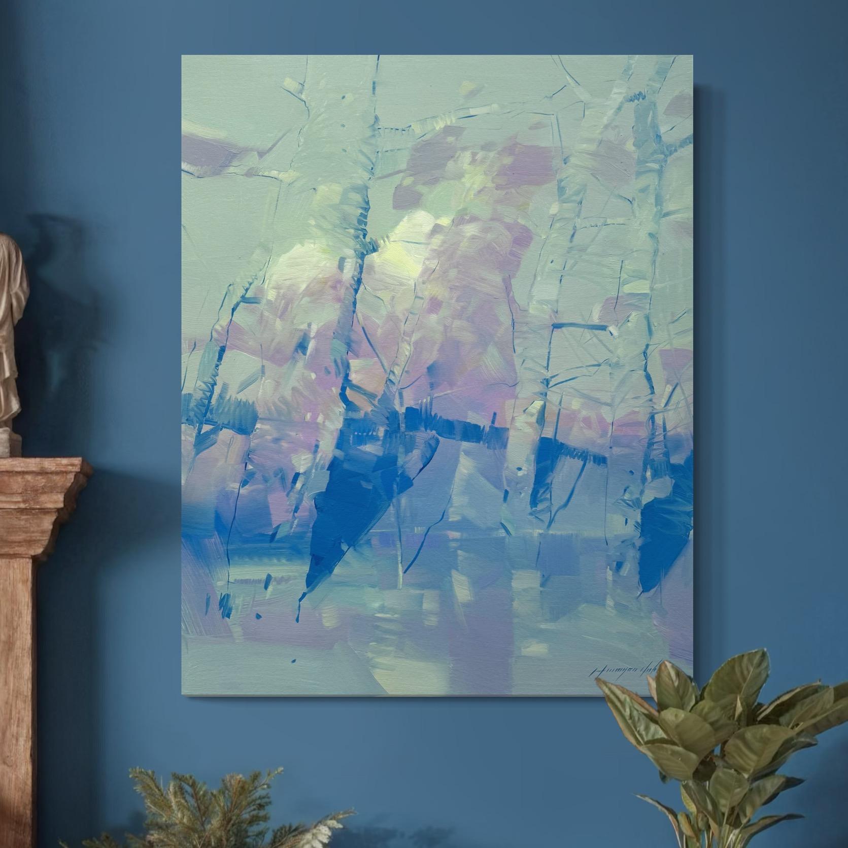 Reflejo del cielo Paisaje Impresionismo Pintura al óleo original, Lista para colgar - Painting de Vahe Yeremyan