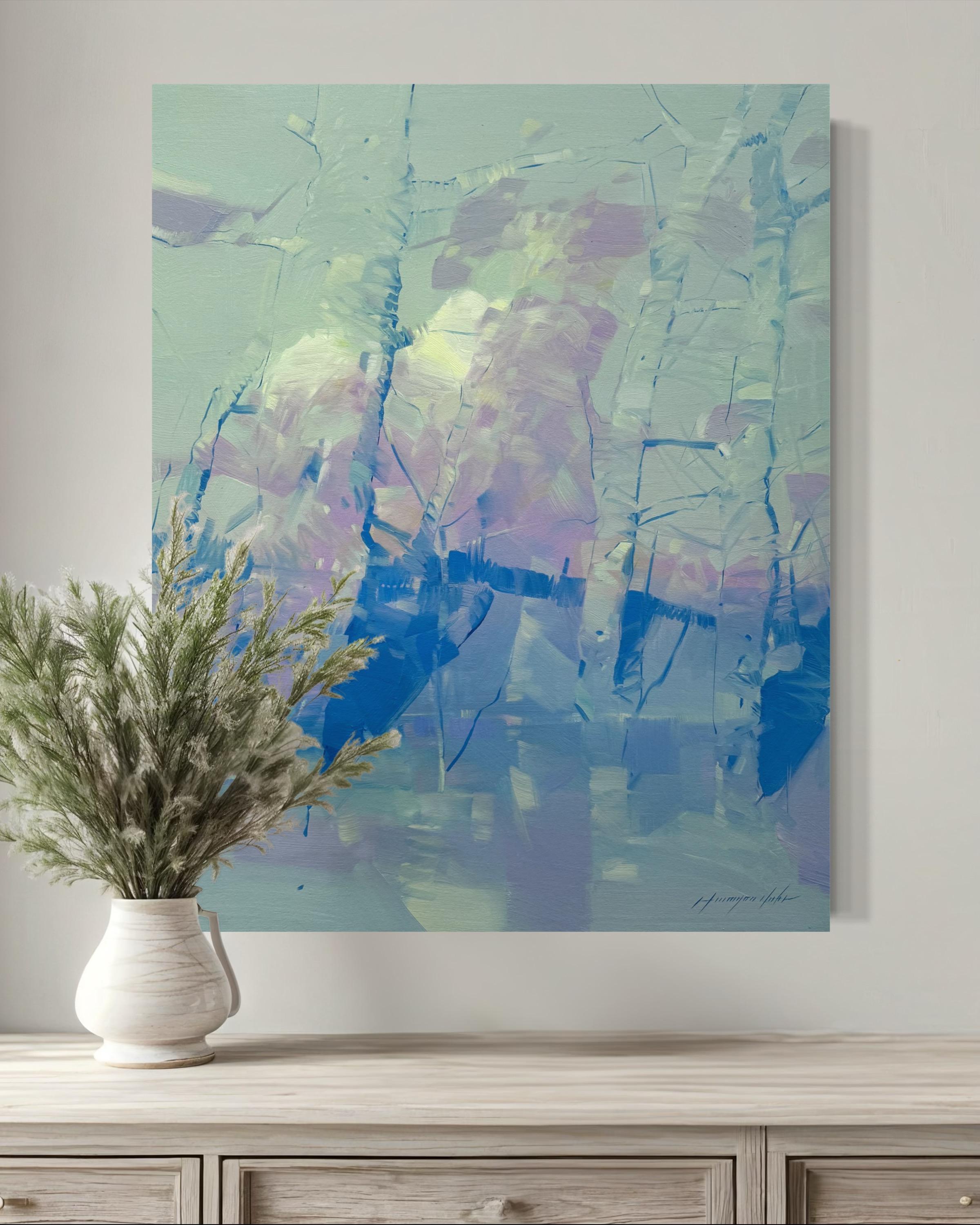 Reflejo del cielo Paisaje Impresionismo Pintura al óleo original, Lista para colgar - Painting Impresionista de Vahe Yeremyan