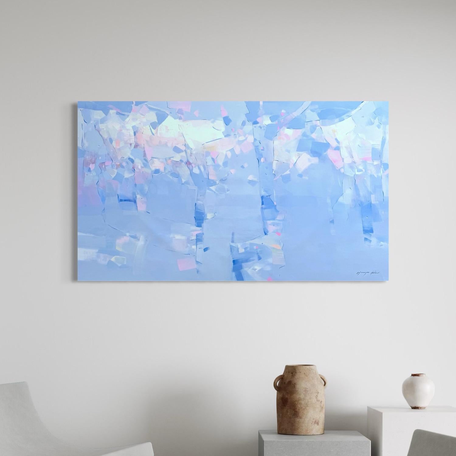 Sky Trees Abstract Original oil Painting, Ready to Hang For Sale 2