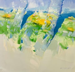 Sky Trees, Impressionism Original oil Painting, Ready to Hang