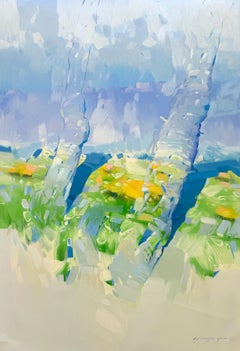 Sky Trees, Impressionism Original oil Painting, Ready to Hang