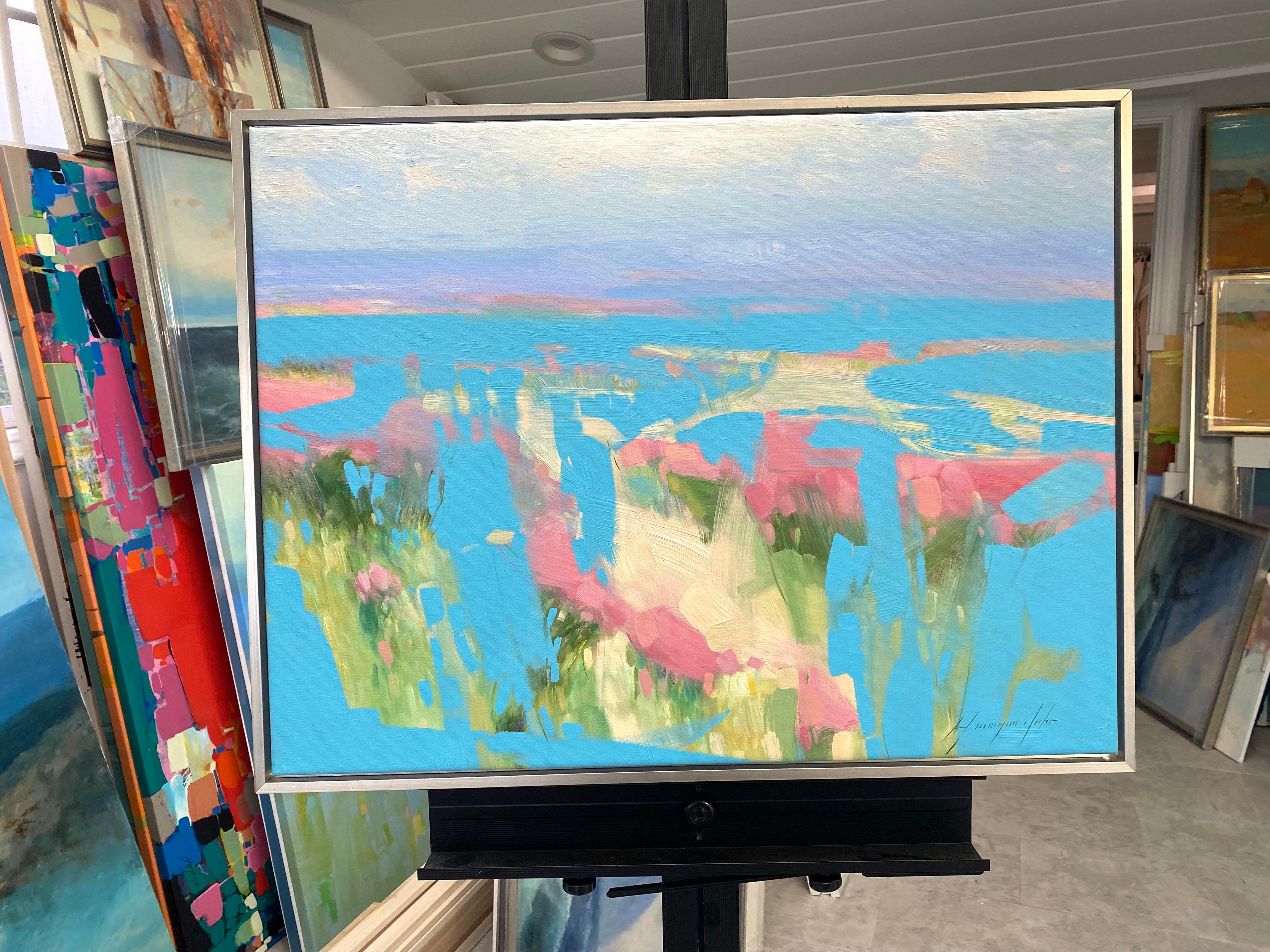 Sky Valley, Paesaggio astratto, Pittura ad olio originale, pronta da appendere - Painting di Vahe Yeremyan