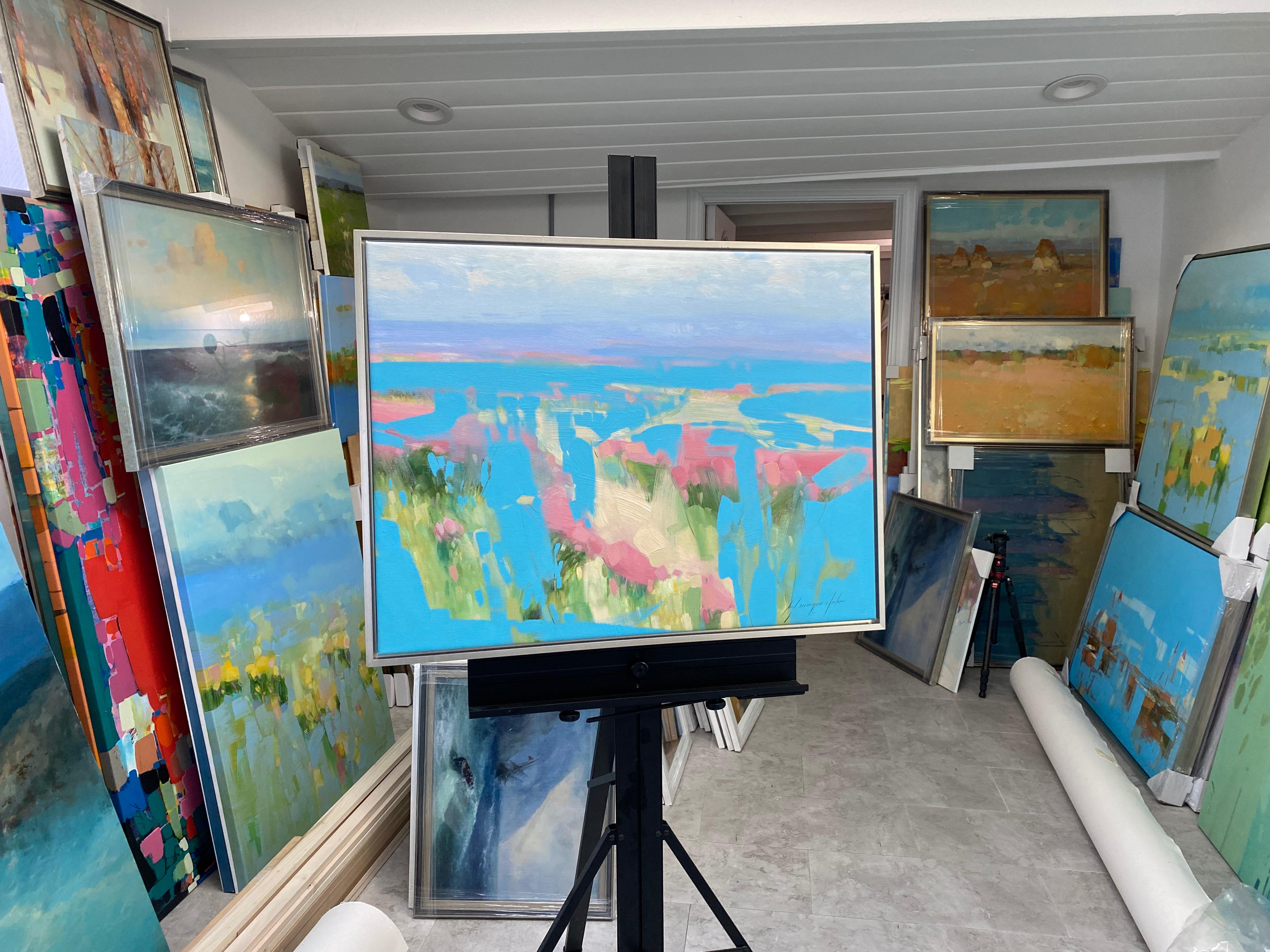 Sky Valley, Paesaggio astratto, Pittura ad olio originale, pronta da appendere - Painting Impressionismo di Vahe Yeremyan