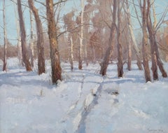 Snow Covered Landscape Original oil Painting, Ready to Hang