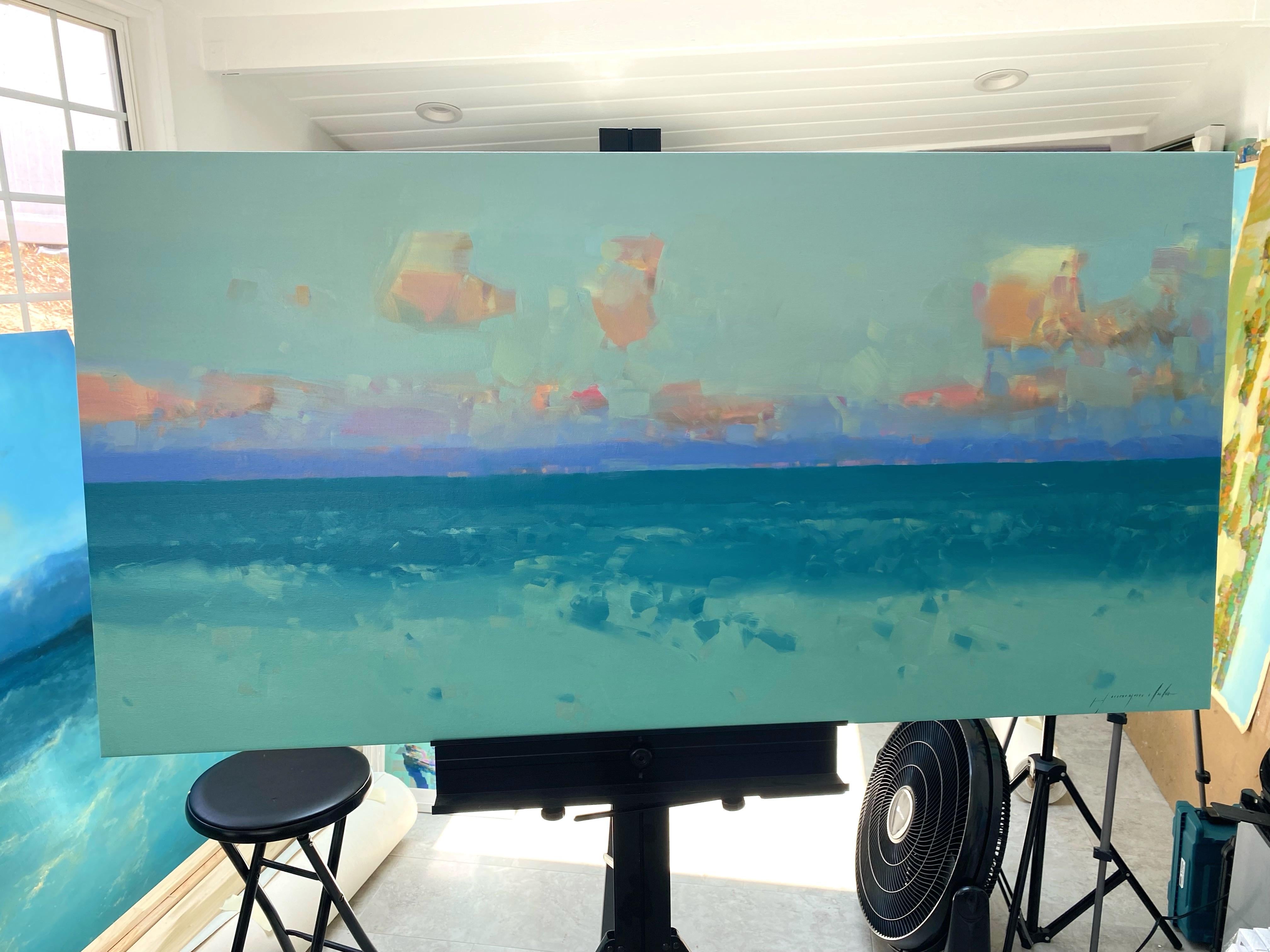 Bahía Sur, Paisaje marino, Pintura al óleo original, Lista para colgar - Painting de Vahe Yeremyan