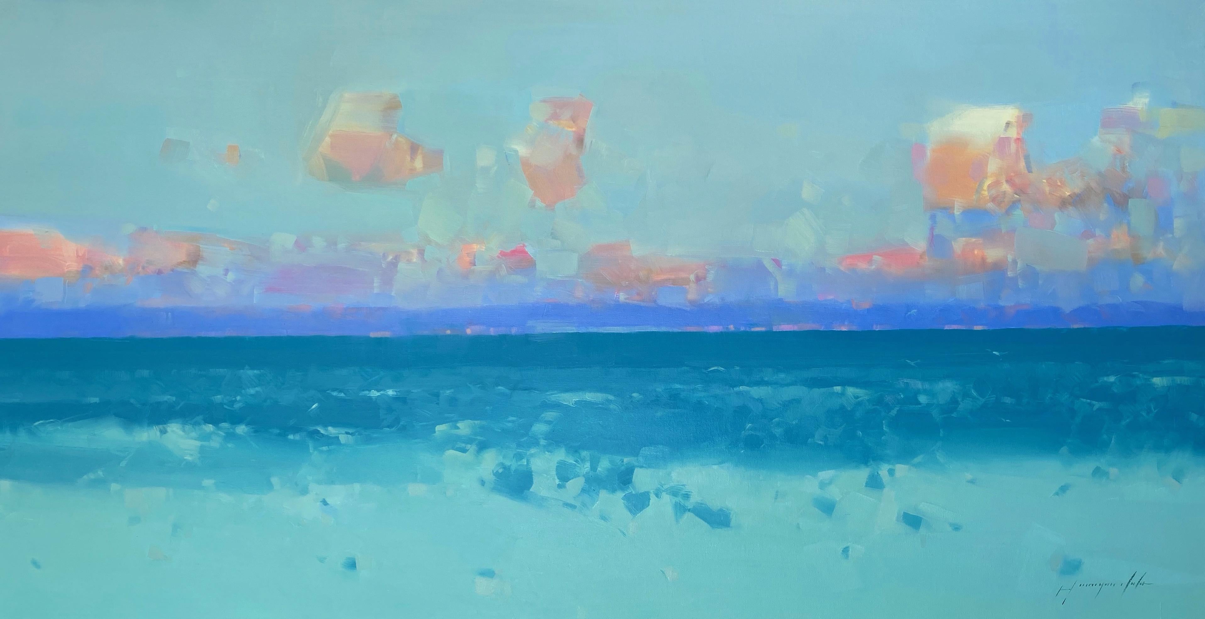 Vahe Yeremyan Landscape Painting – South Bay, Original-Ölgemälde, hängefertig