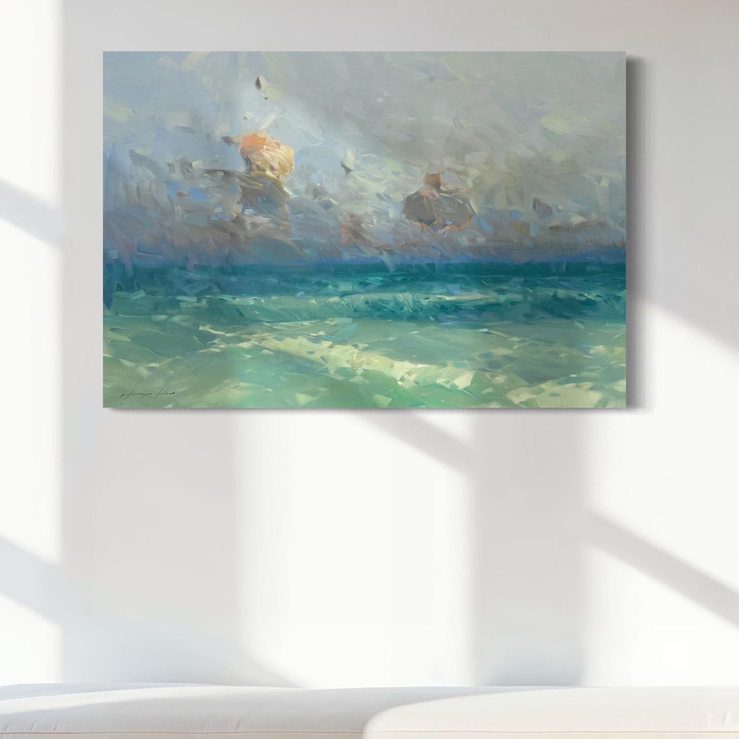 South Bay Seascape Impresionismo Pintura al óleo original Lista para colgar - Painting de Vahe Yeremyan