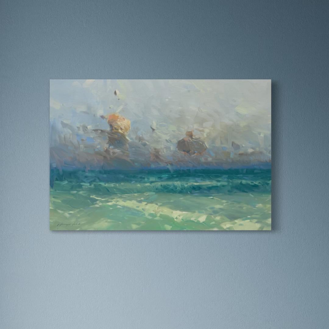 South Bay Seascape Impresionismo Pintura al óleo original Lista para colgar - Painting Impresionista de Vahe Yeremyan