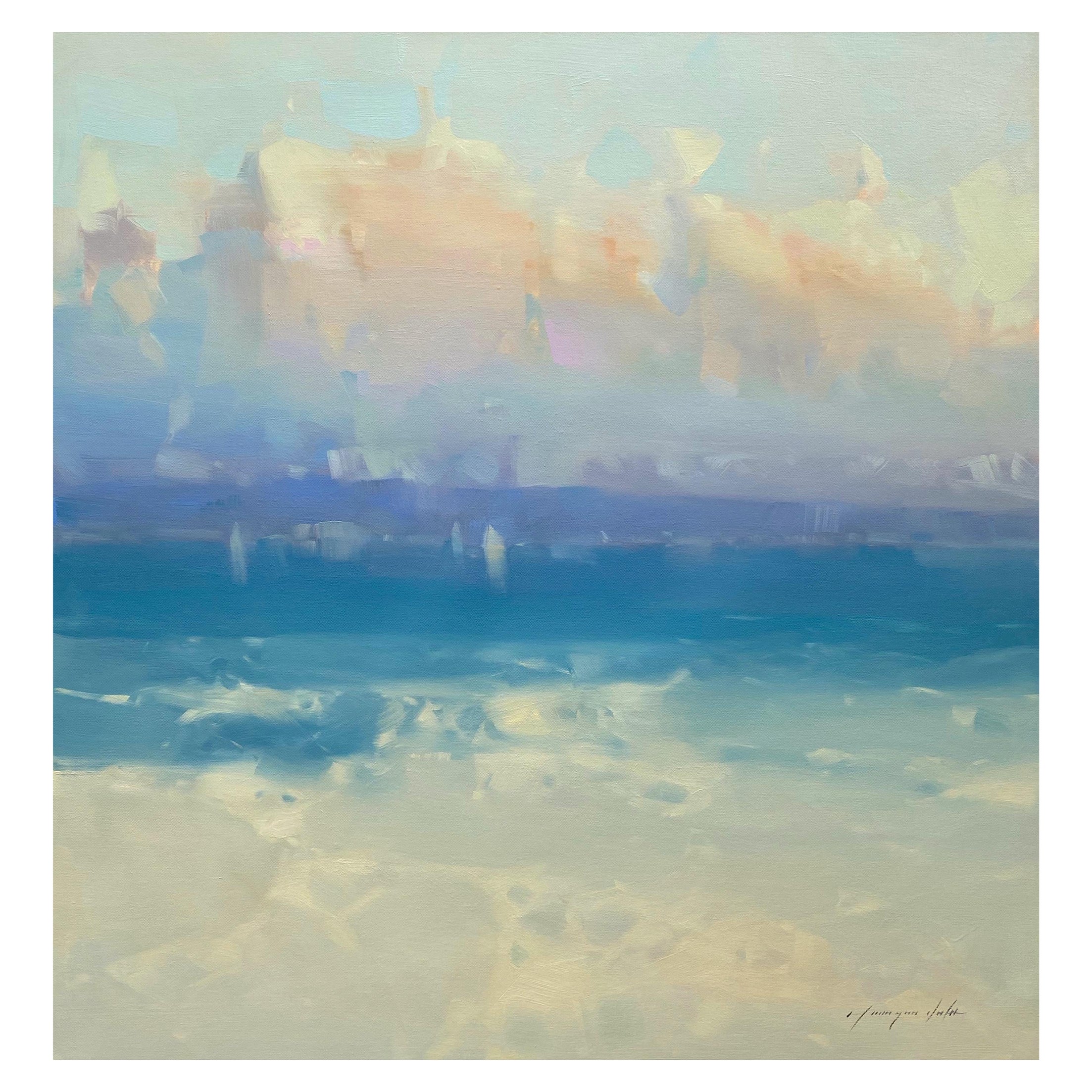 South Bay, Meereslandschaft Impressionismus Original Ölgemälde, hängefertig