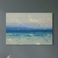 Paisaje marino de la costa sur Pintura al óleo original, lista para colgar