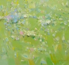 Primavera in fiore, Paesaggio impressionista Pittura ad olio originale, pronta da appendere