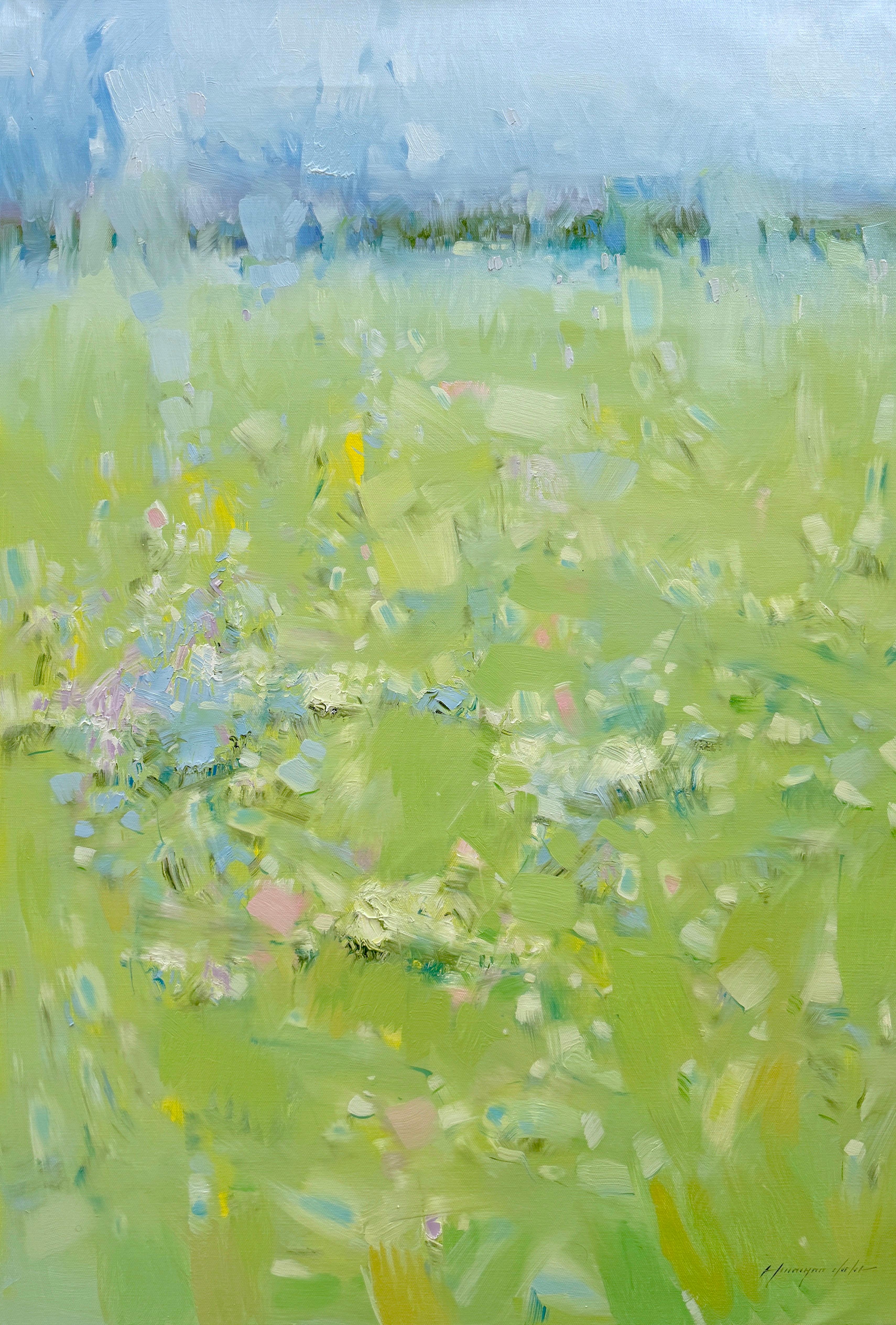 Landscape Painting di Vahe Yeremyan - Primavera in fiore, Paesaggio impressionista Pittura ad olio originale, pronta da appendere