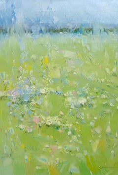 Floración primaveral, Paisaje impresionismo Pintura al óleo original, Lista para colgar