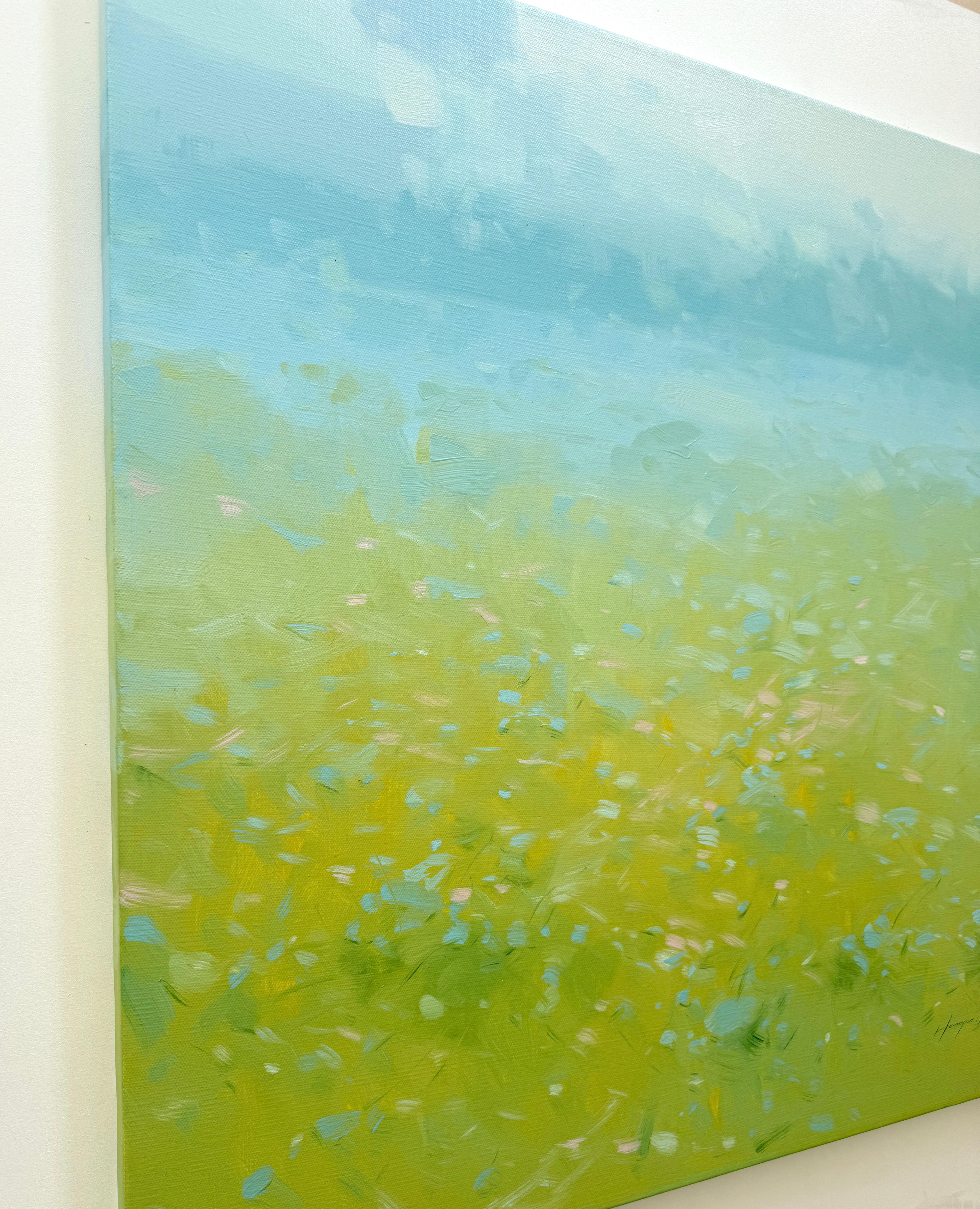 Campo de primavera, Paisaje Impresionismo Pintura al óleo original, Lista para colgar - Painting de Vahe Yeremyan