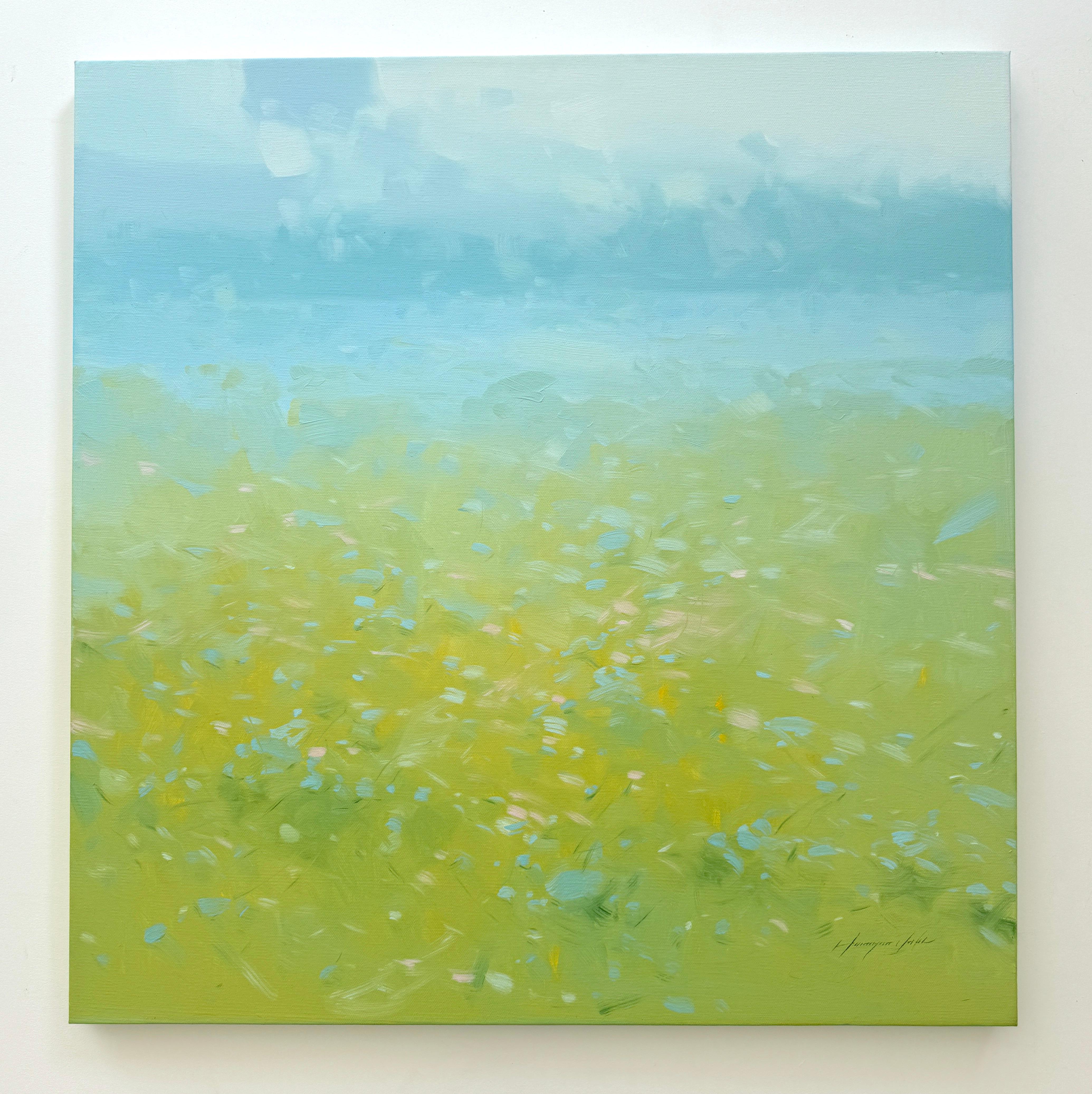 Spring Field, Impressionism Original oil Painting, Ready to Hang For Sale 3