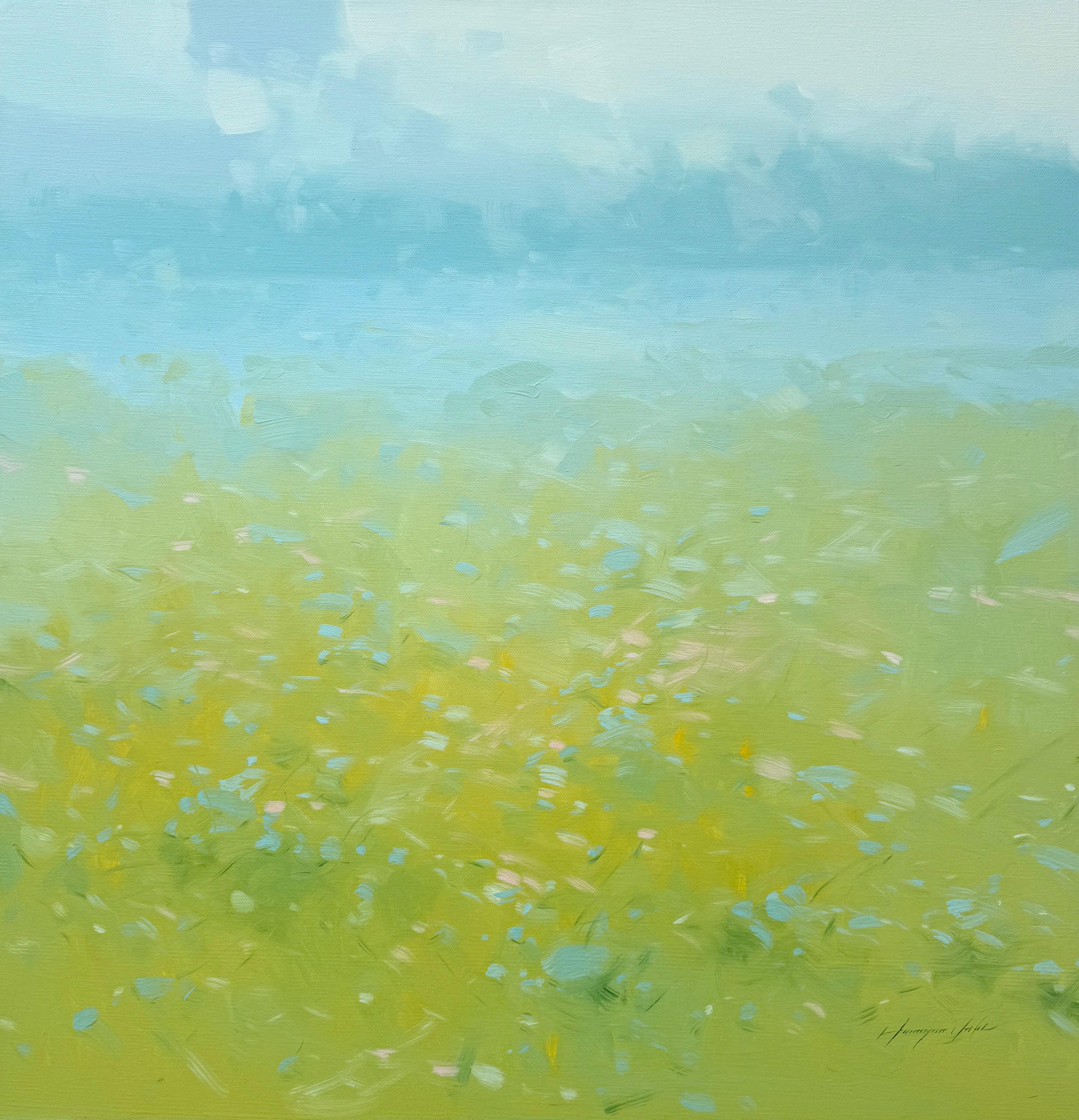 Vahe Yeremyan Landscape Painting - Spring Field, Impressionism Original oil Painting, Ready to Hang
